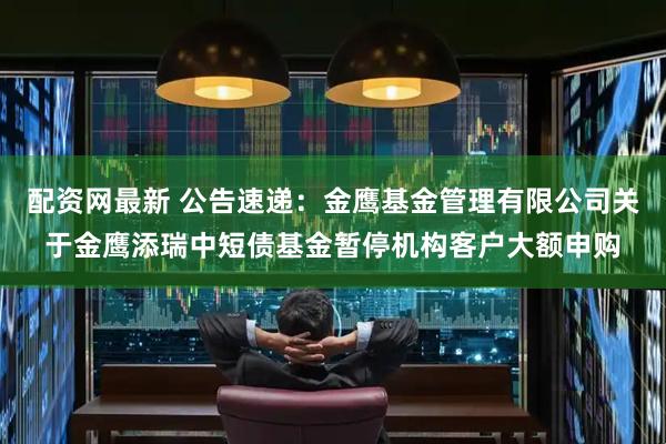 配资网最新 公告速递：金鹰基金管理有限公司关于金鹰添瑞中短债基金暂停机构客户大额申购